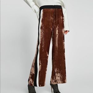 NWT Zara Velvet stripe pants